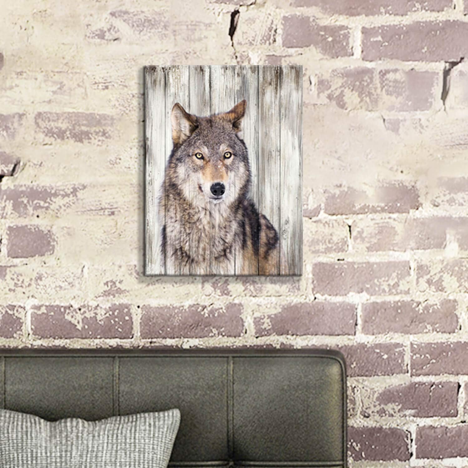 Hardy Gallery Gray Wolf Wall Art Print: Wild Animal Artwork Painting Picture on Canvas Small Size for Kids Room (16'' x 12'')