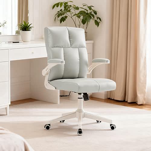 Ergonomic Home Office Desk Chair with Space Saving Flip-Up Arms,