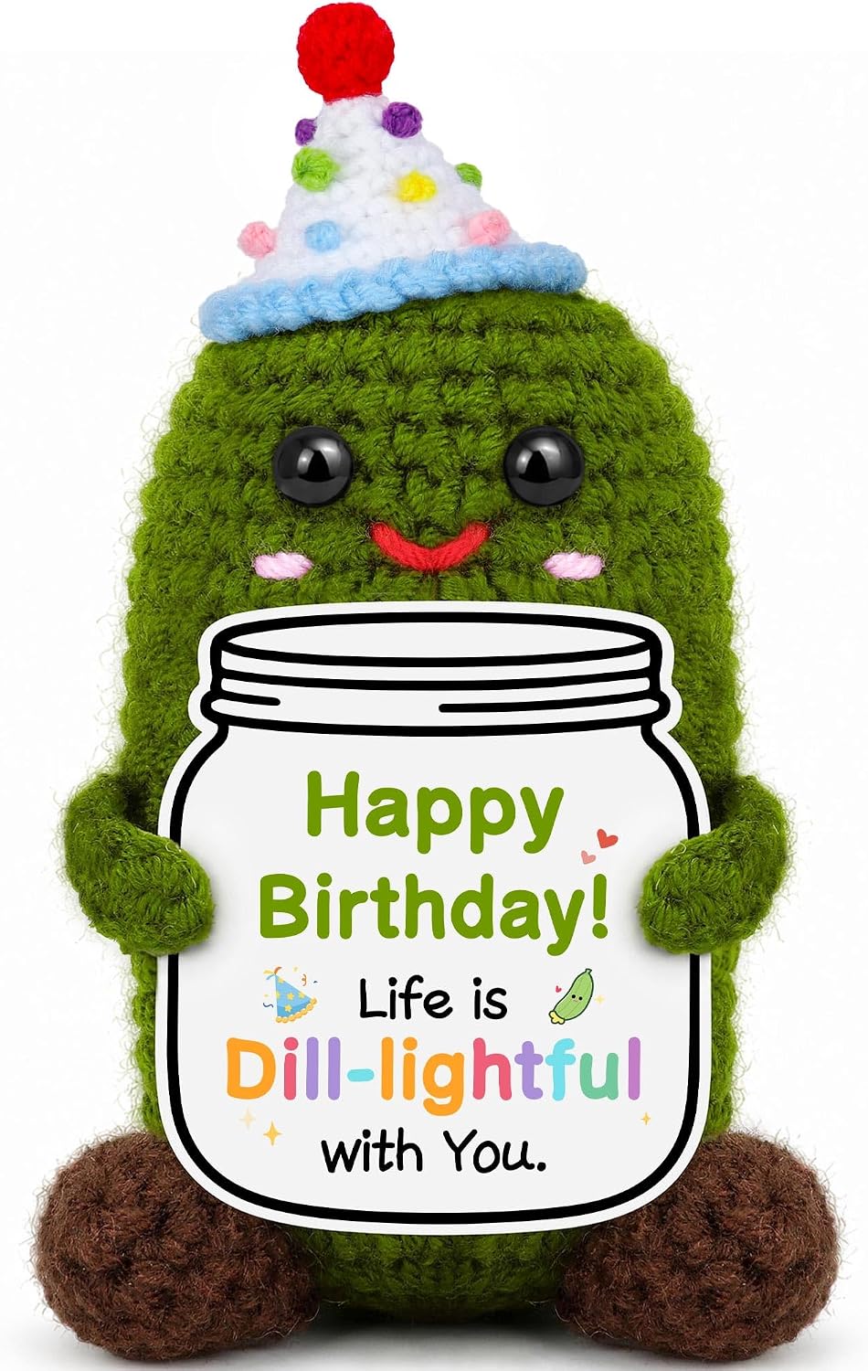 Happy Birthday Crochet Pickle Gifts for Women Men Birthday Presents