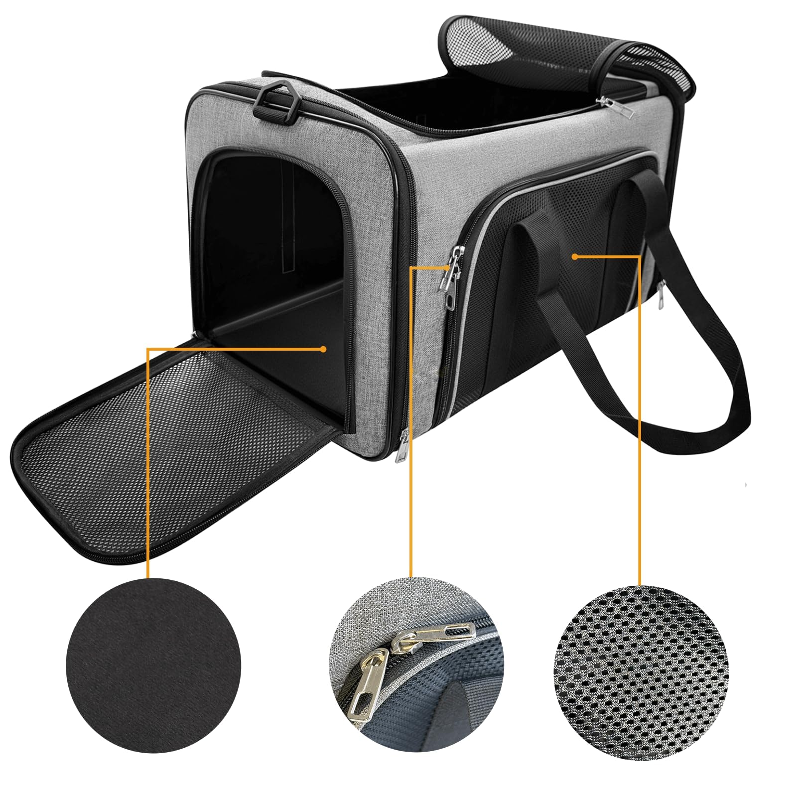 CareCooo Soft Cat Carrier Bag, Foldable Pet Carrier with Shoulder Strap, Airline Approved Hand-Carry Cat Travel Carrier - Image 4
