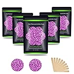 Auperwel Hard Wax Beads for Hair Removal 1.1 lb (17.6 oz) - Sensitive Skin, Brazilian, Face, Bikini, Legs, Eyebrow - Painless Waxing Kit for Women Men, 5 Packs With 10 Wax Sticks