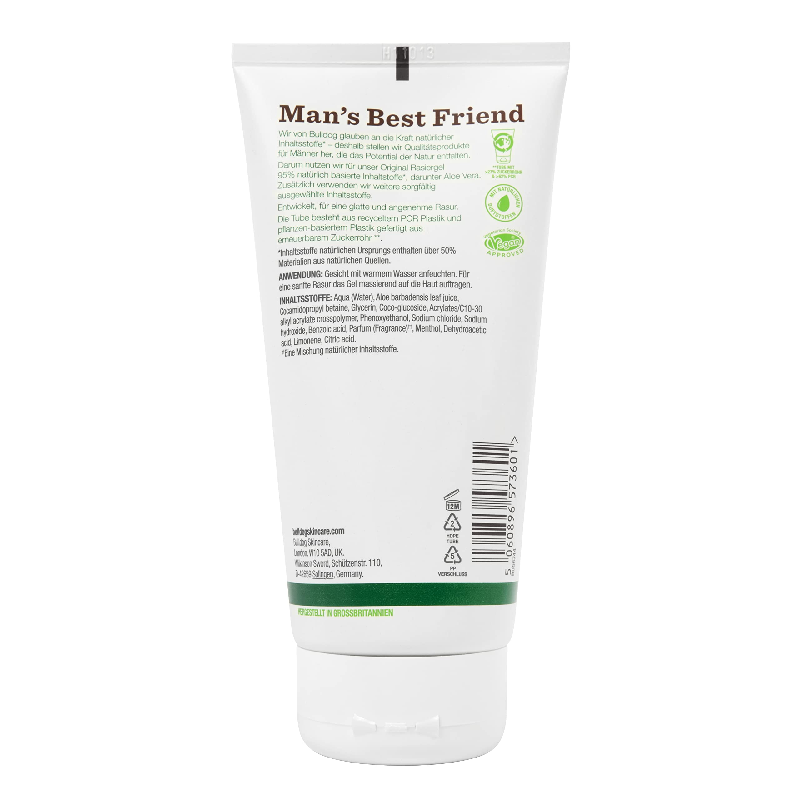 BULLDOG - Rasatura bagnata per uomini | Crema da barba originale | per una rasatura liscia e accurata | 175 ml