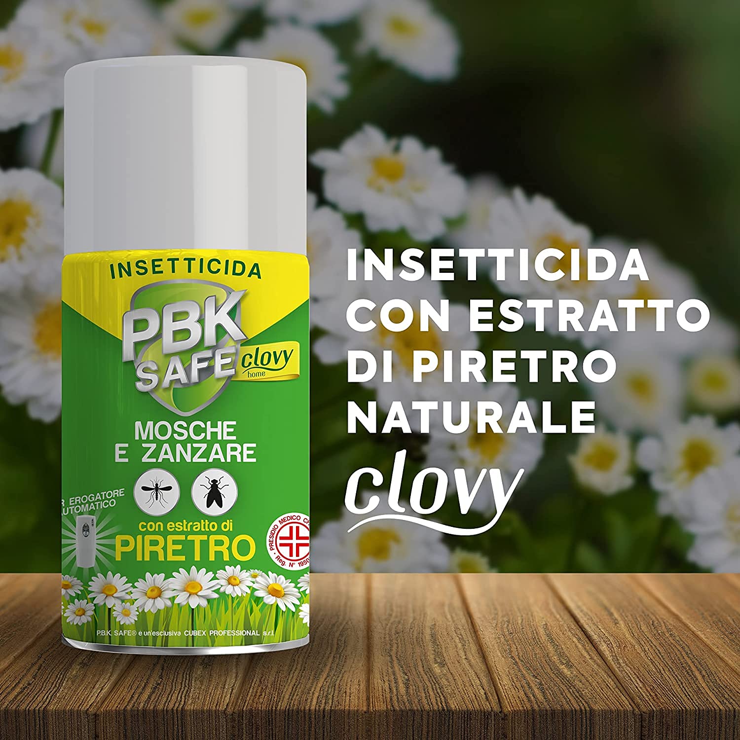CLOVY PBK Safe Home INSETTICIDA AEROSOL con PIRETRO Naturale Stop a Mosche E ZANZARE 3PZ
