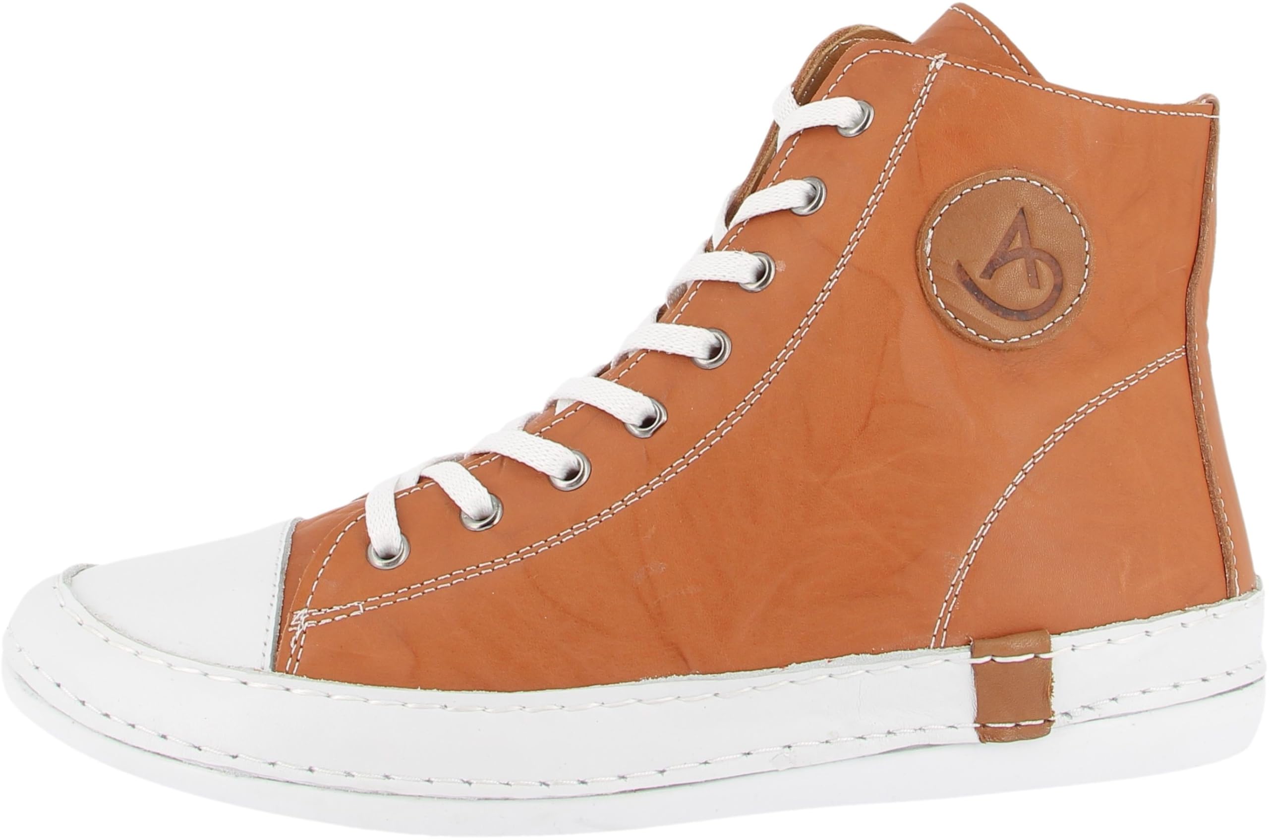 Andrea Conti Women High Top Sneakers, Cognac, 8.5 UK