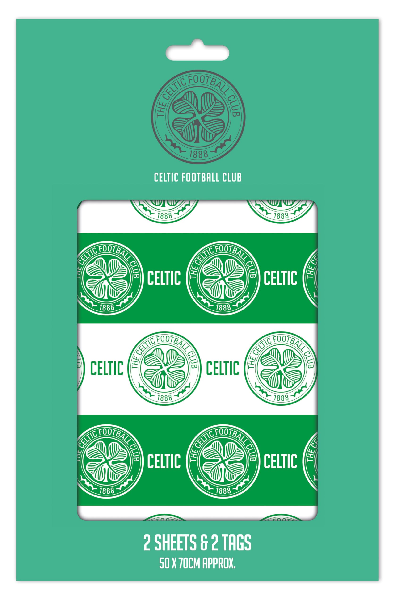 CELTIC FC FOOTBALL WRAPPING PAPER 2 SHEETS 2 TAGS PACK BIRTHDAY GIFT WRAP