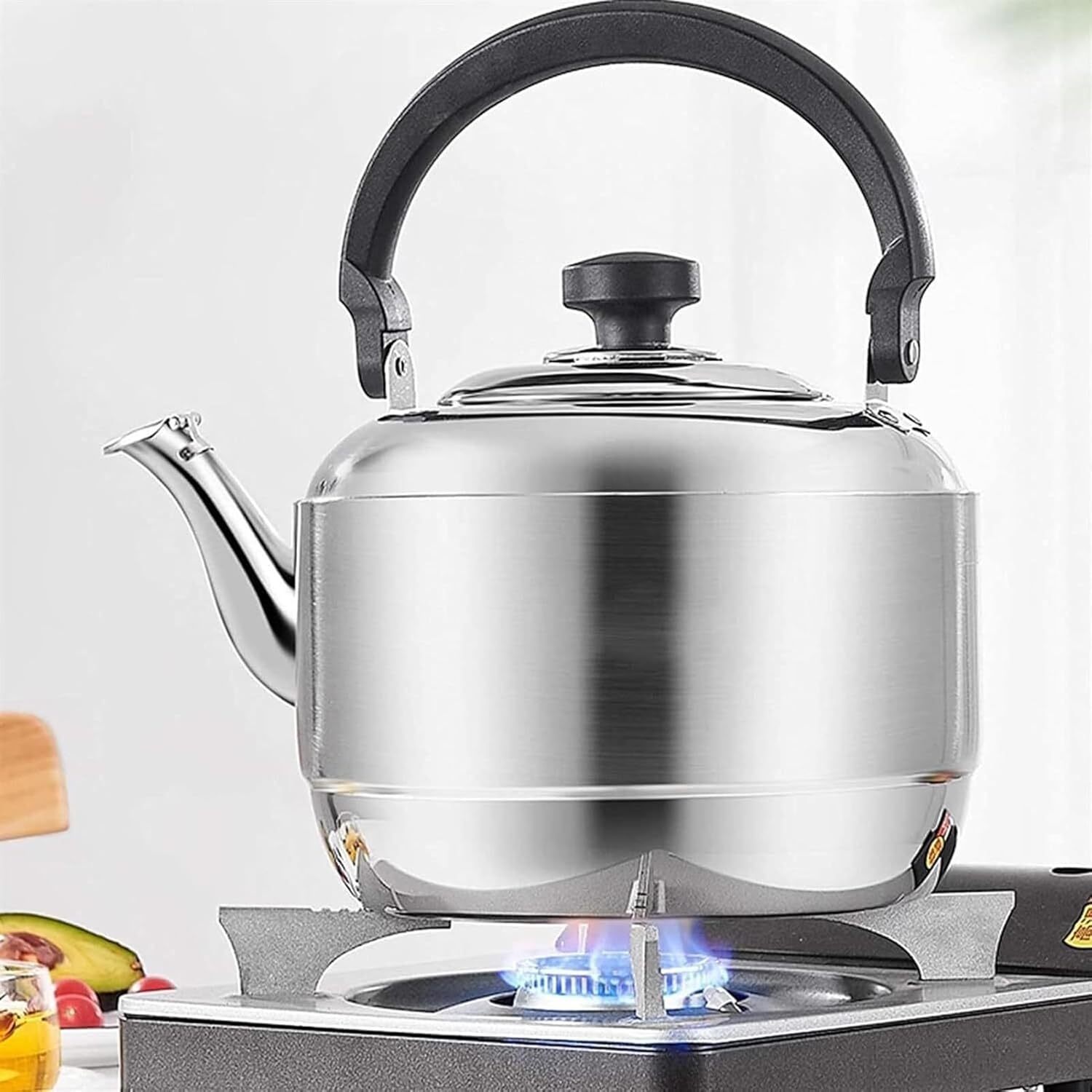 Teapot, Whistling 304 Stainless Steel Tea Kettle for Stove Top, with Ergonomic Handle, Suitable to Boiling Water & Tea on Induction Stove, Gas Stove Top(5L)
