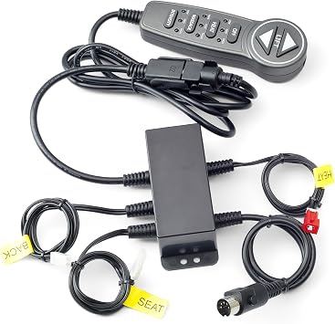 MLSK55- A1 Lift Chair Prong Hand Control Remote with USB 6 Function Keys 5 PinMale Plug and Junction Box Replacement for Catnapper for Okin for Mulin for Dewert for Limoss for Kaidi