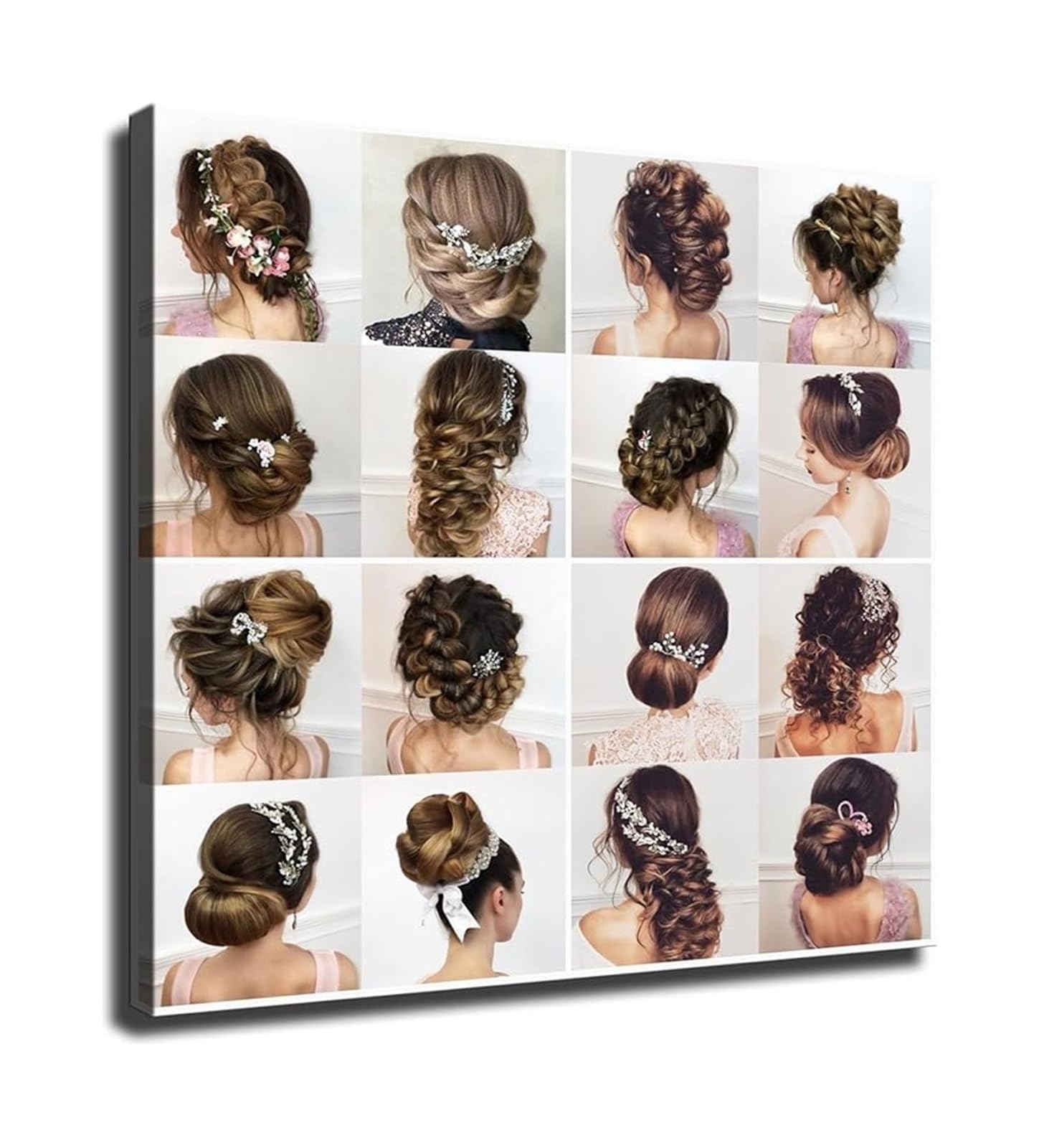 PKNVKZIDK Hair Style Chart Poster Women's Hairstyles Guide Haircut Ideas Inspiration Wall-Art for Salon Bedroom Decor Framed,16x24inch(40x60cm)