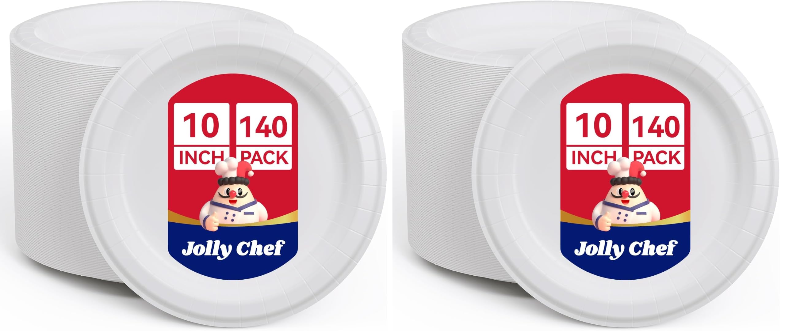 JOLLY CHEF Disposable Paper Plates - 140 Pack -9