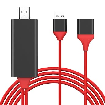 Amazon 2021強化版 Hdmi変換ケーブル Iphone Android スマホ Hdmi 変換アダプタ Type C テレビ変換ケーブル Digital Avアダプタ 高解像度 設定不要 充電しながら使える 画面と音声同時出力 高耐久性 Iphone Android Ipad Ipodなどに適用 2m 赤 Eurob Hdmiケーブル