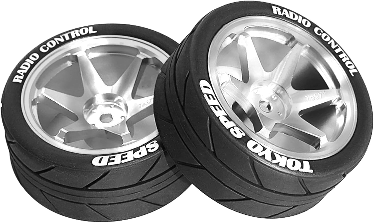 1/10 RC On Road Tires OD 65mm and Aluminum Street Wheels 12mm Hex Touring Tyres for 1:10 Rally Racing Drift Car Tamiya TT01 TT02 XV01 HPI KYOSHO HSP PTG2 Traxxas TA06 A959 PTG2 (Silver)
