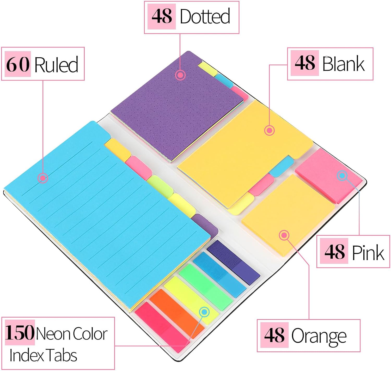 CCINEE Sticky Notes Set,402 Pcs Colored Divider Self-Stick Notes Pads Bundle for Planner Book Notes School Office Supplies Gifts Rewards image 2