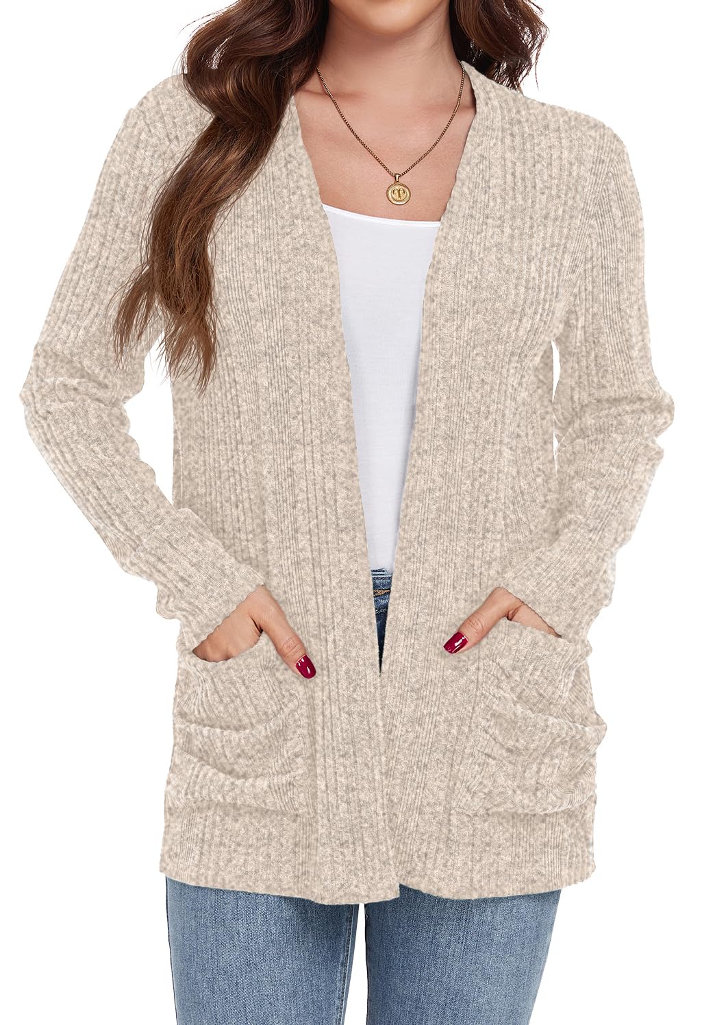 GRECERELLE Women's Open Front Lightweight Cardigan Fall Sweaters Outwear