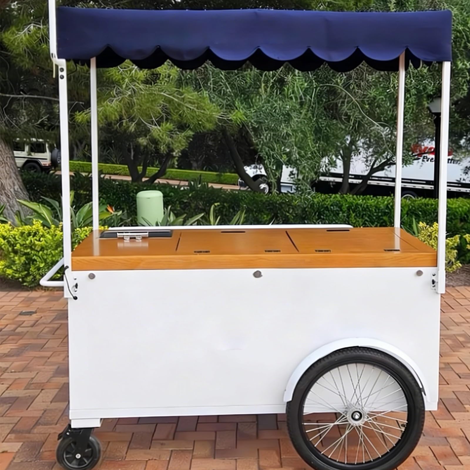 PortabFooCart creativo con tettoia 4 ruote Bancarelle di caffè Cabine del mercato nero 180 cm contenitori Sto per festival eventi e catering