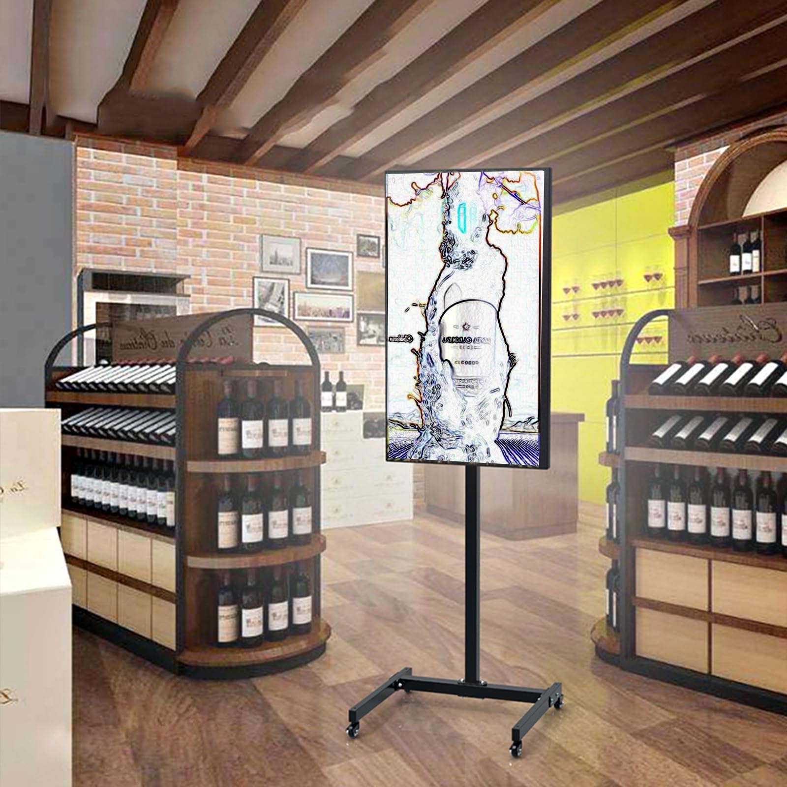 HPTHLY Mobile Tv Cart Stand With Wheels - Mobile Tv Cart Rolling Floor Stand For 32-55 Inch Screens Tvs, Height Adjustable Mobile Tvs Stand With Locking Wheels, Max Vesa 400X400Mm
