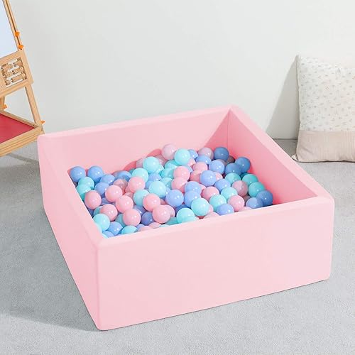 Miniatura 4 de TRENDBOX Piscina de bolas para niños, de espuma viscoelástica, cuadrada, para niños pequeños, bebés, pelotas no incluidas, color rosa