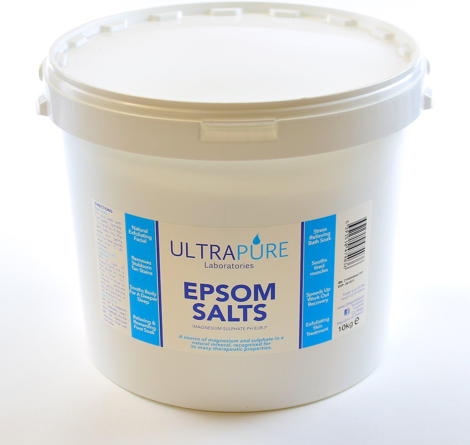 Ultra Pure Laboratories Epsom Salts - Magnesium Sulphate Bath Salt, 10kg