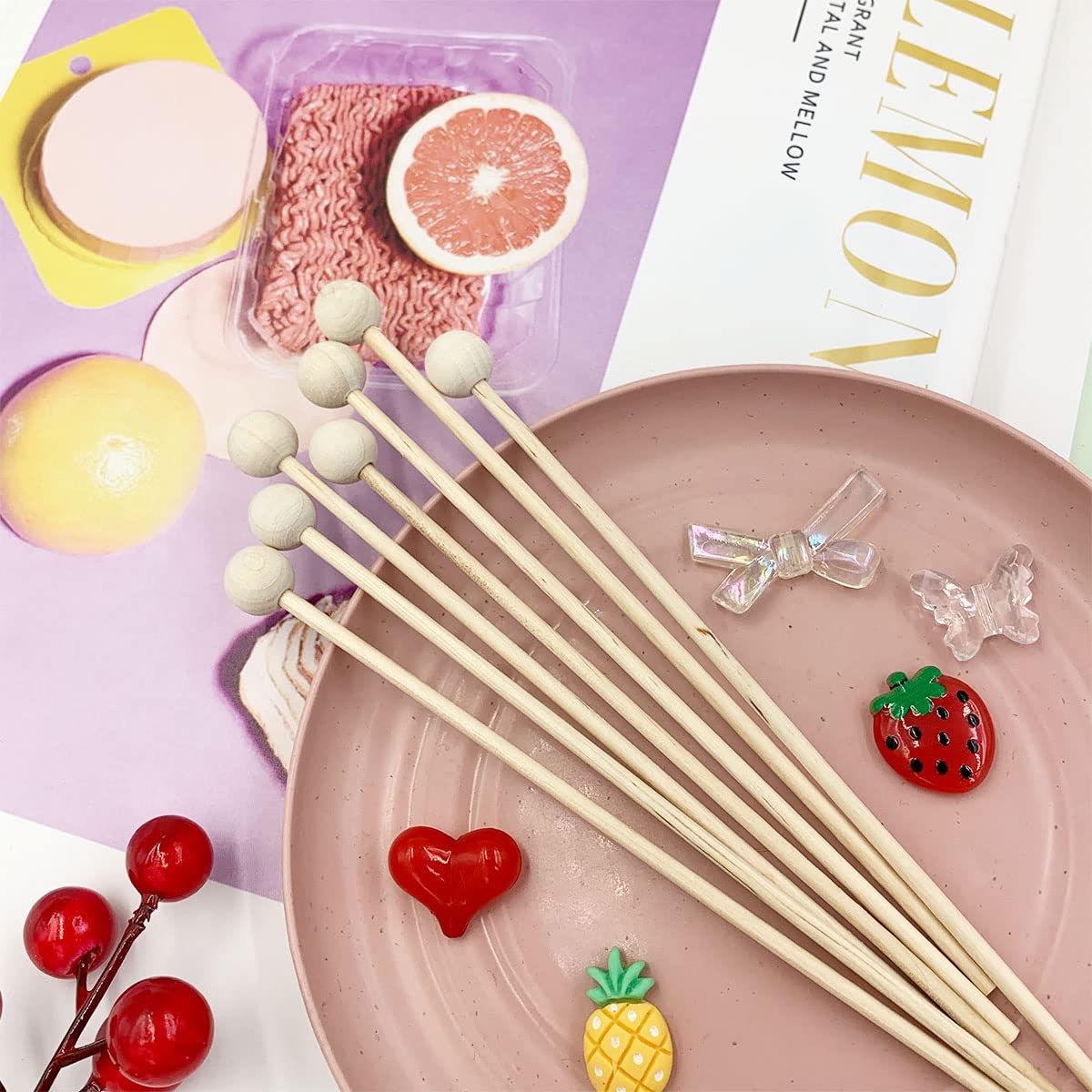 100 Stück Rock Candy Sticks – Holzstäbchen Mit Herz, Für Kaffee, Cake Pops, Getränke