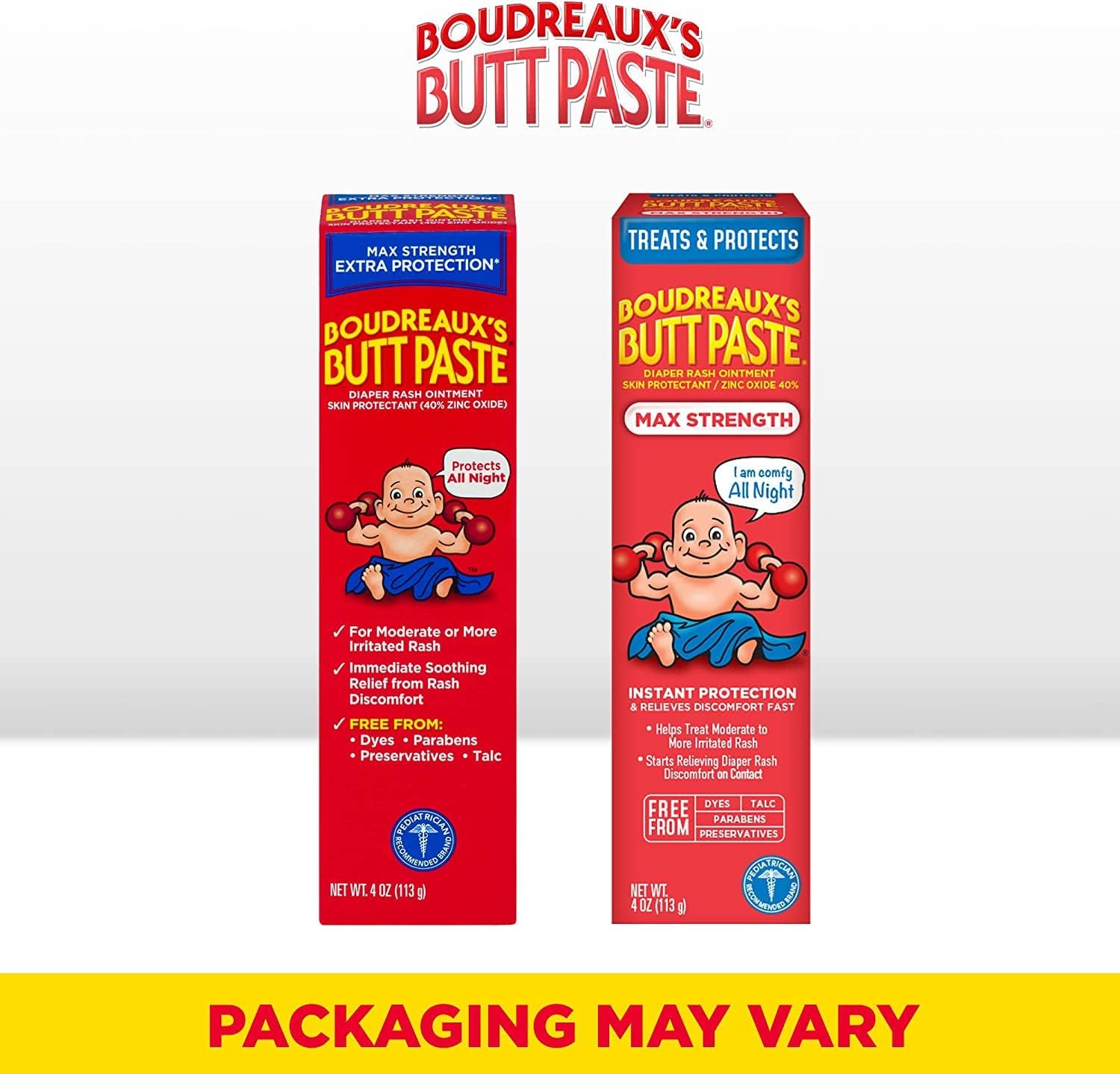 Boudreaux's Butt Paste Maximum Strength Diaper Rash Ointment, 4 Ounce (Pack of 6)