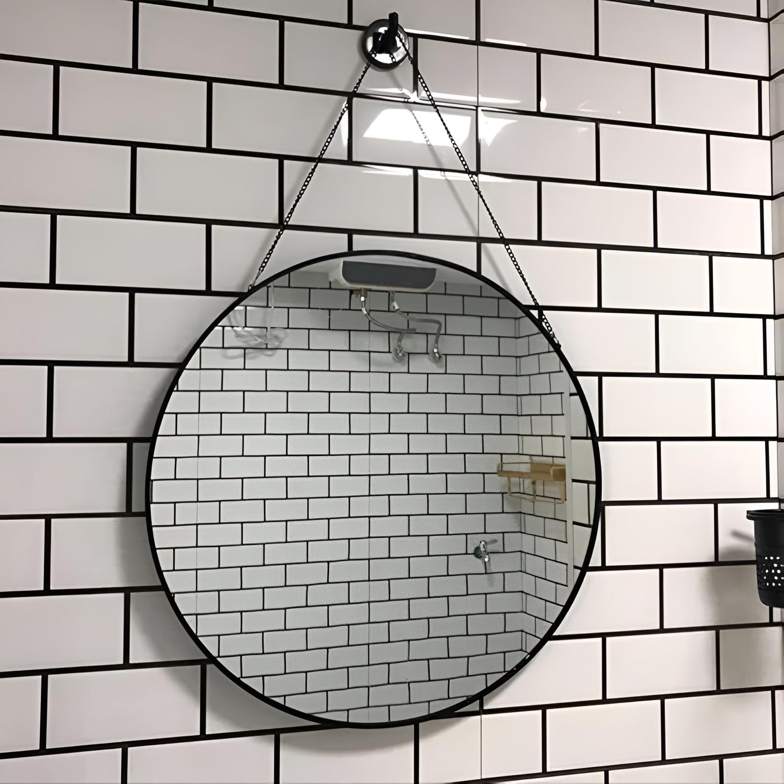 Moderno specchio rotondo da parete con cornice nera, 30/40/50 cm, specchio da appendere per bagno, soggiorno, camera da letto (50 x 50 cm), elegante decorazione per la casa