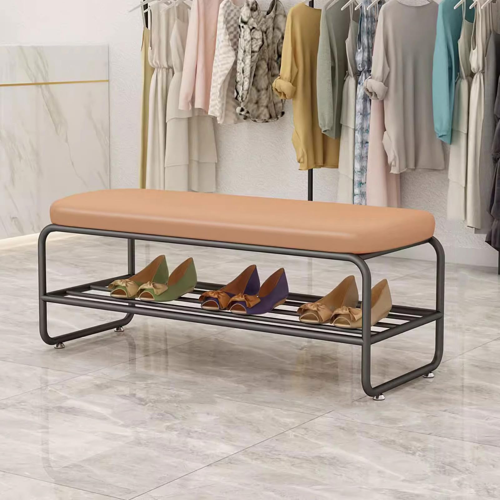Organisateur à chaussures design et minimaliste avec assise capitonnée