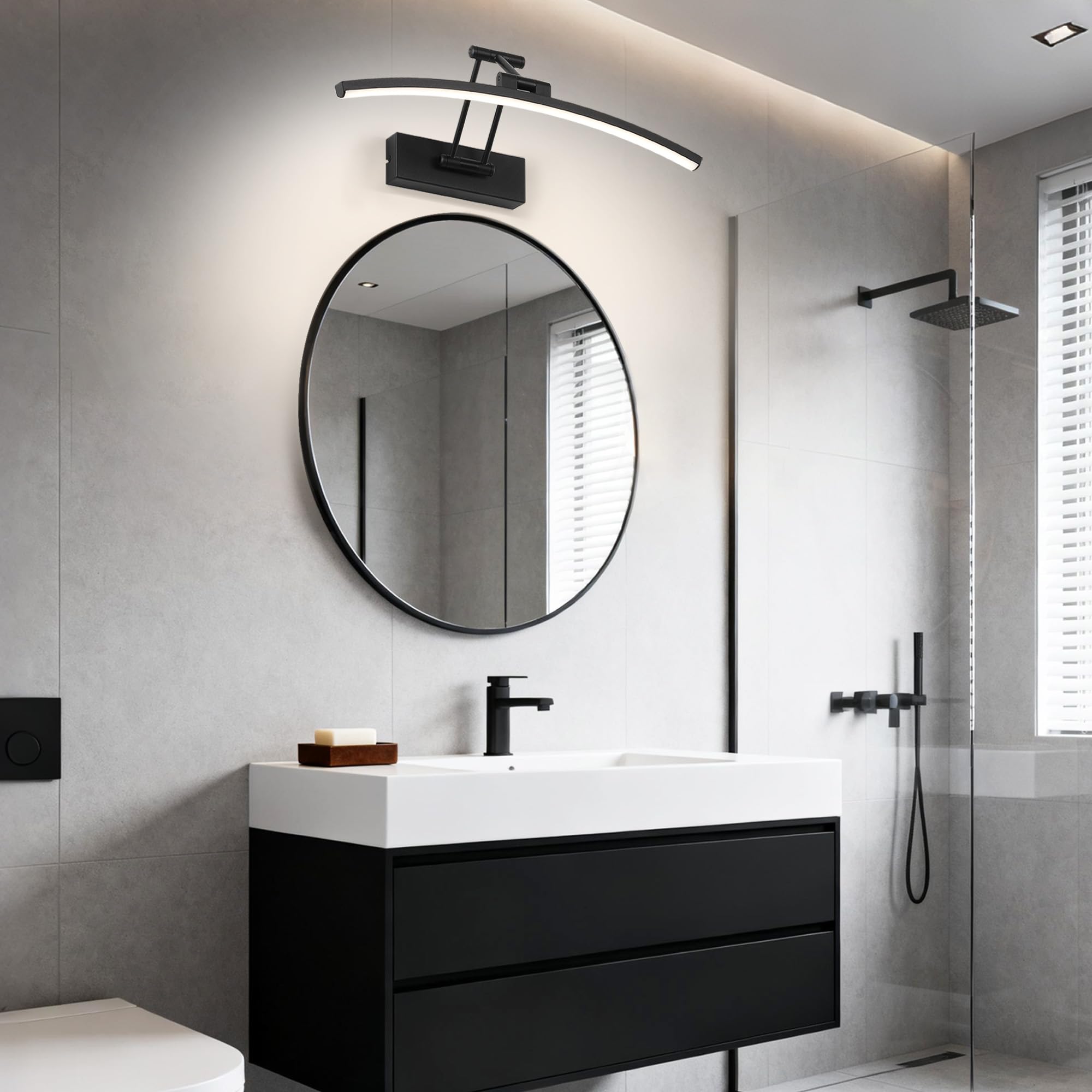 YHTlaeh LED Specchio Lampada 9W 680lm Bagno Bianco Neutro 4000K IP44 No Flicker 230V (Nero, 40cm YHTlaeh LED Specchio Lampada 9W 680lm Bagno Bianco Neutro 4000K IP44 No Flicker 230V (Nero, 40cm