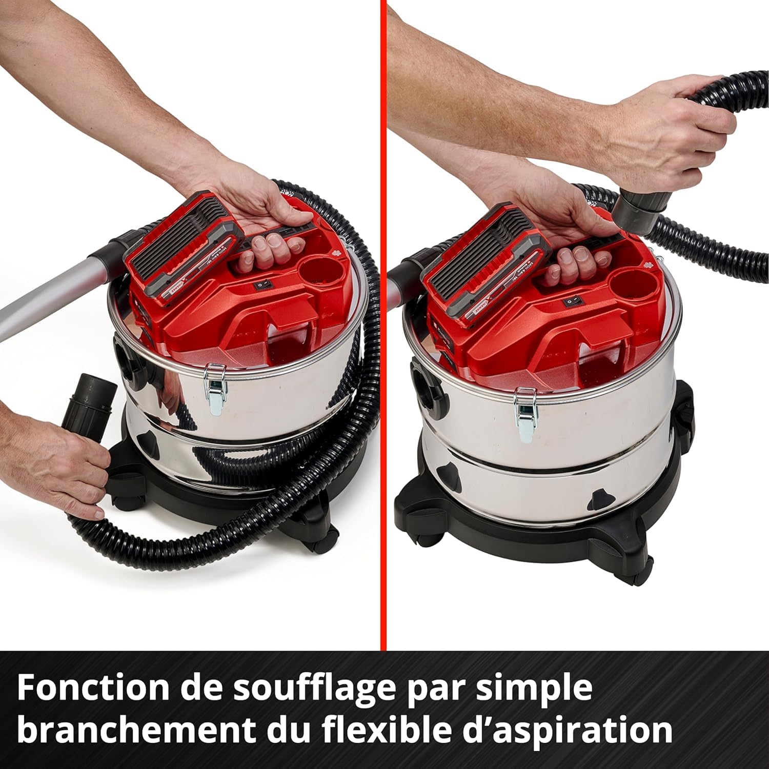 Einhell Aspirateur de Cendres sans Fil Te-AV 18/15 Li C-Solo | PXC | 18 V | 100 mbar | cuve 15 L | système de nettoyage du filtre | fonction soufflerie | sans batterie