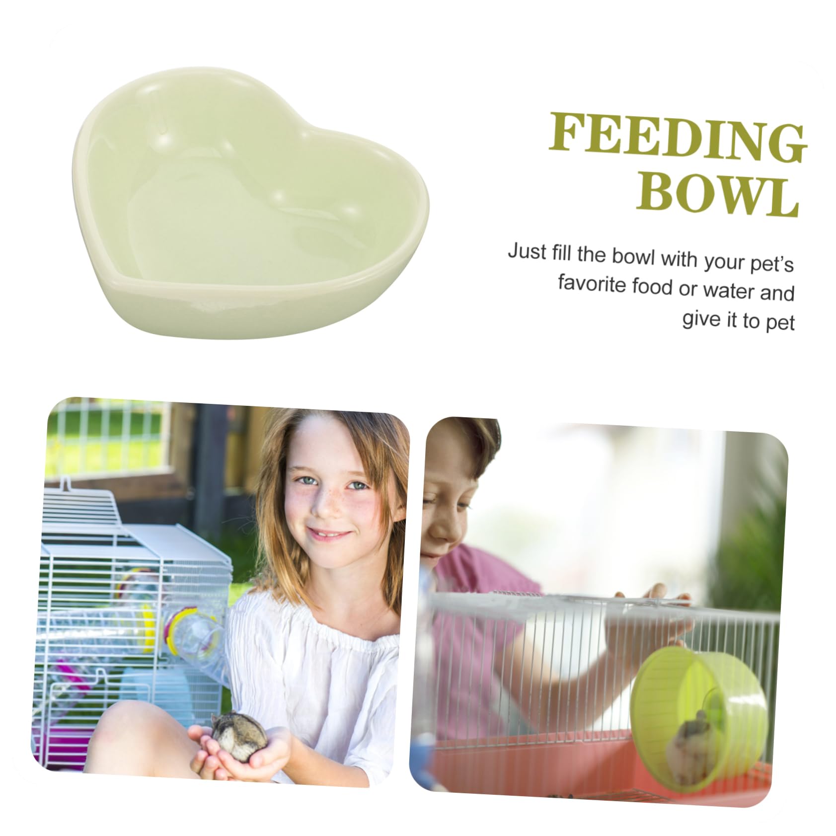 SUPVOX Heart Shaped Ceramic Pet Bowl for Hamsters Chinchillas and Animals Non Tip Design Compact for Food and Water Feeding Hamster Accessory for Daily