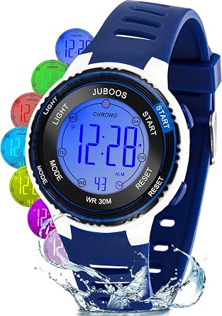 Children's Digital Watches, 7 Colors LED Light Kids Sports Waterproof Digital Watches with Alarm/Timer, Children's Watches Outdoor Watch for Boys Girls