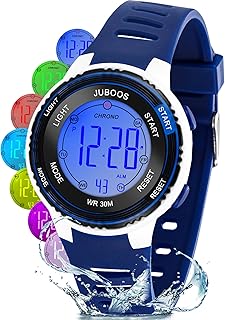 Kinder Digitaluhren Jungen Mädchen,7 Farben LED-Licht,30M Wasserdicht, mit Alarm,Stoppuhr Outdoor Armbanduhr für Kinder 5-16 Jahre