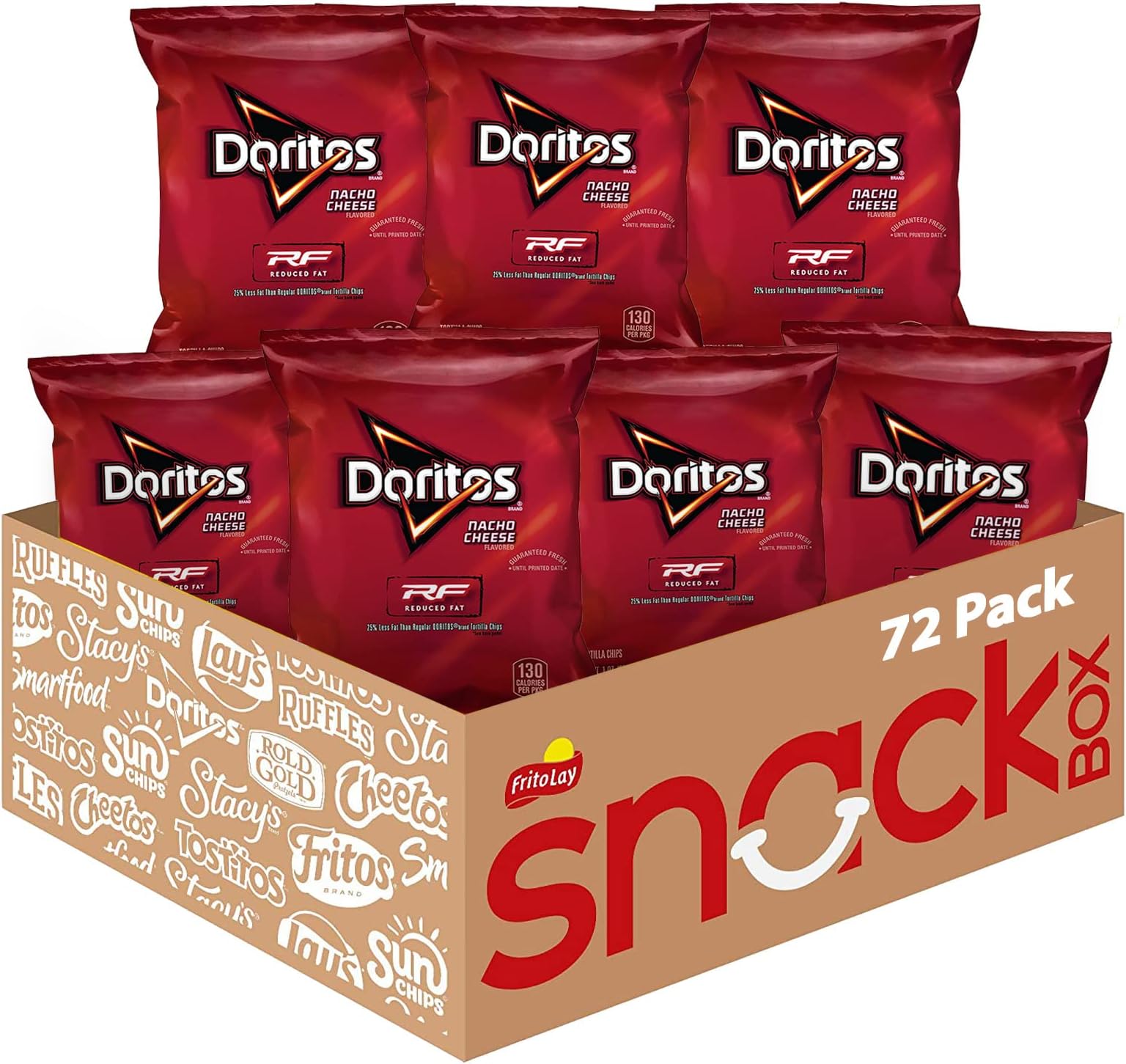 Flavored Tortilla Chips, Reduced Fat Nacho Cheese, 1 Ounce (Pack of 72)