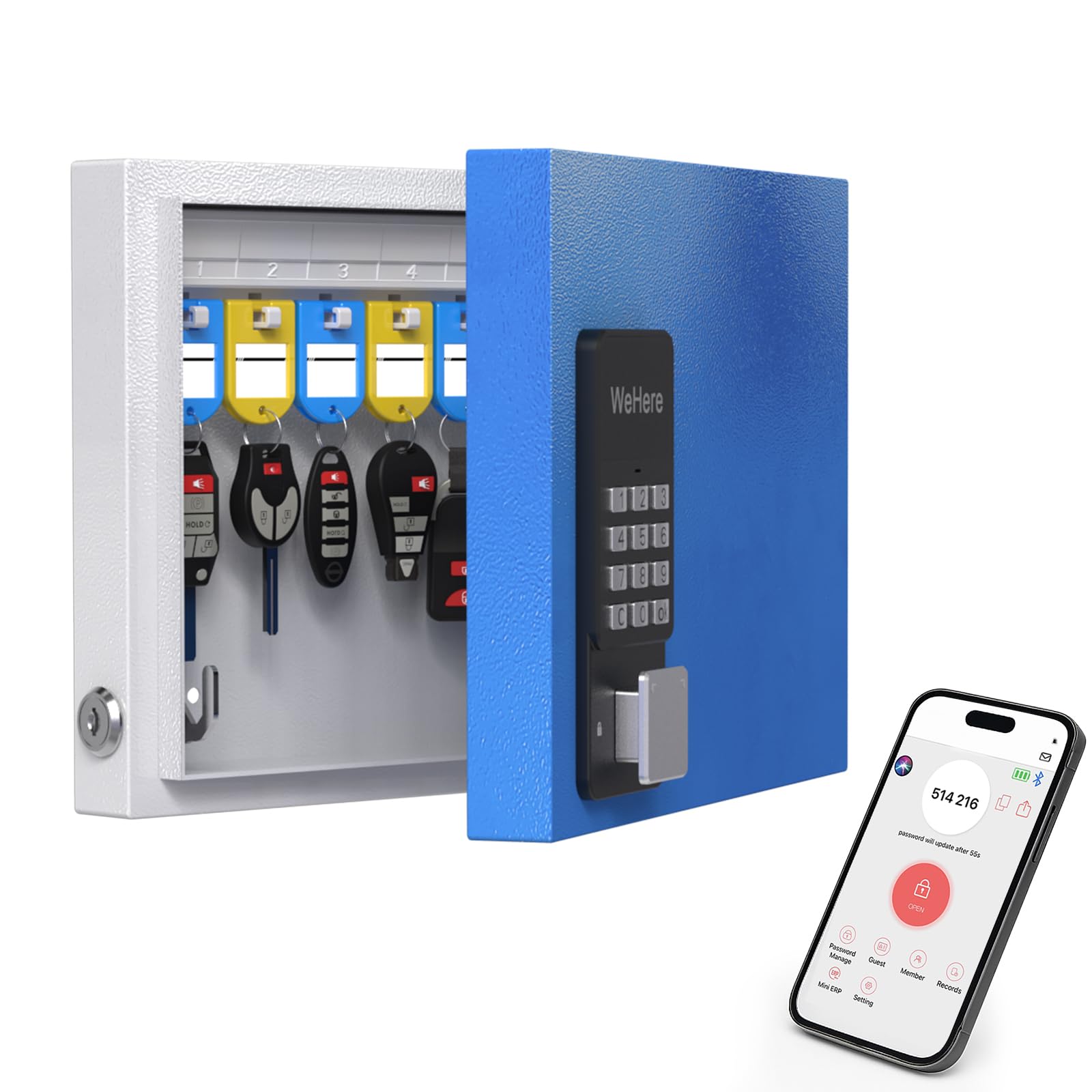 WeHere キーボックス 16キー ワンタイムパスワード セキュリティ 遠隔 Amazon.co.jp: WeHere キー ロック ボックス (16キー) 使用 OTP/固定