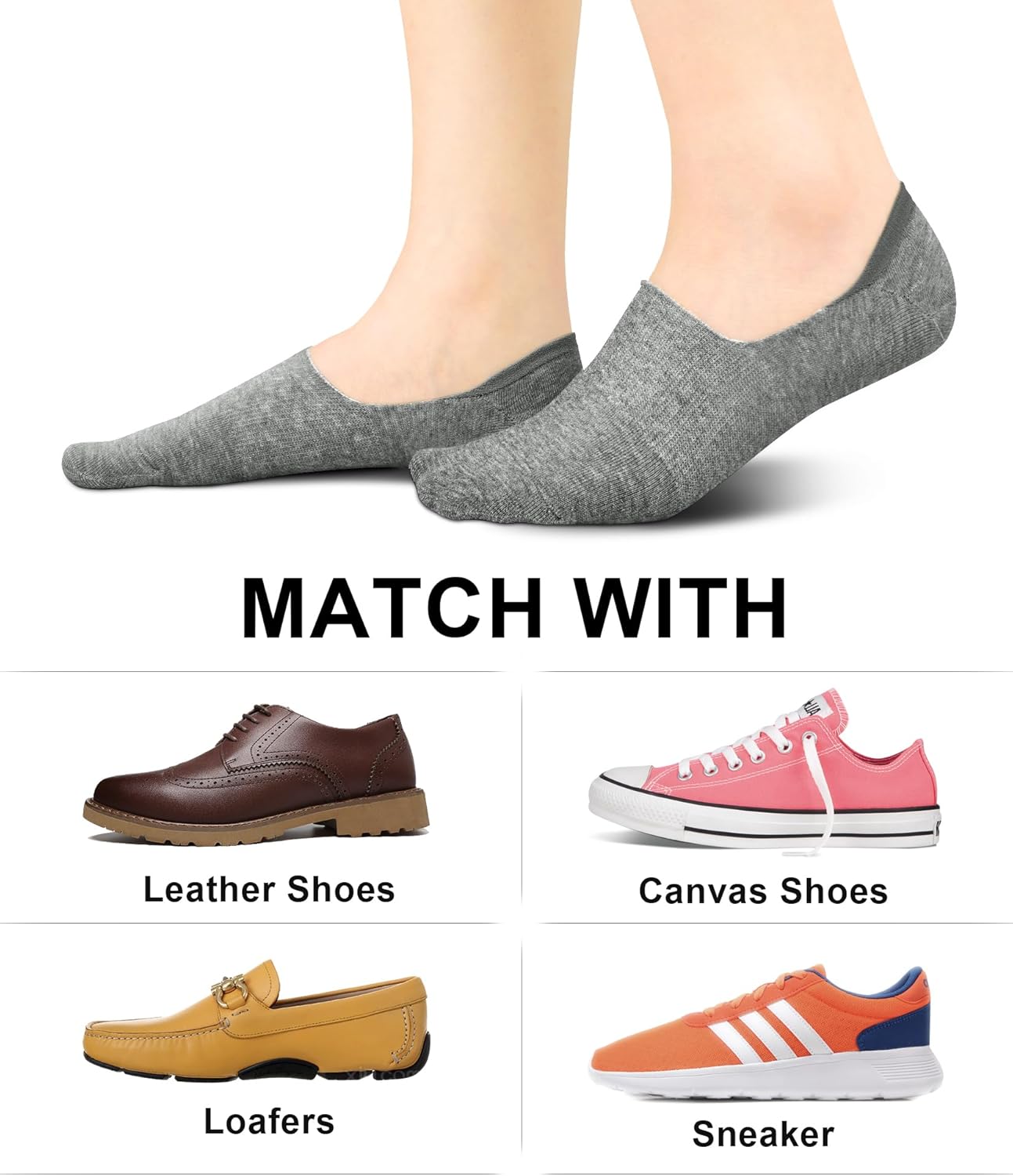 wernies No Show Socks Women Low Socks Non Slip Flat Boat Line 4/8 Pairs - Image 7