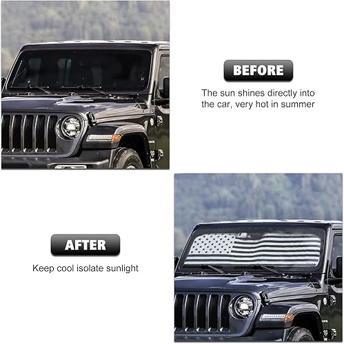 Miniatura 5 de Parasol para parabrisas de automóvil, protector térmico para Jeep Wrangler JL JLU 2018-2023 Rubicon Sahara 2 puertas y 4 puertas y Gladiator JT