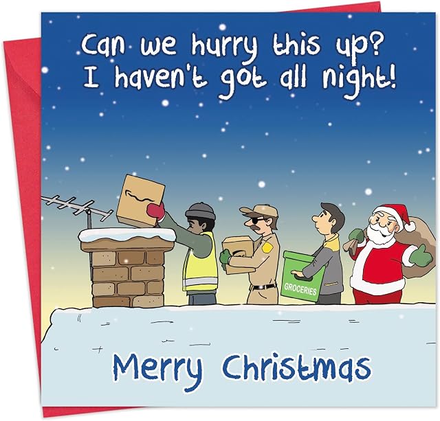 TWIZLER Funny Christmas Card Rooftop Delivery - Merry Christmas Card Funny - Xmas Card - Mens Christmas Card For Him Male Husband Son Dad - Womens Christmas Card For Her Female Wife Daughter Mum