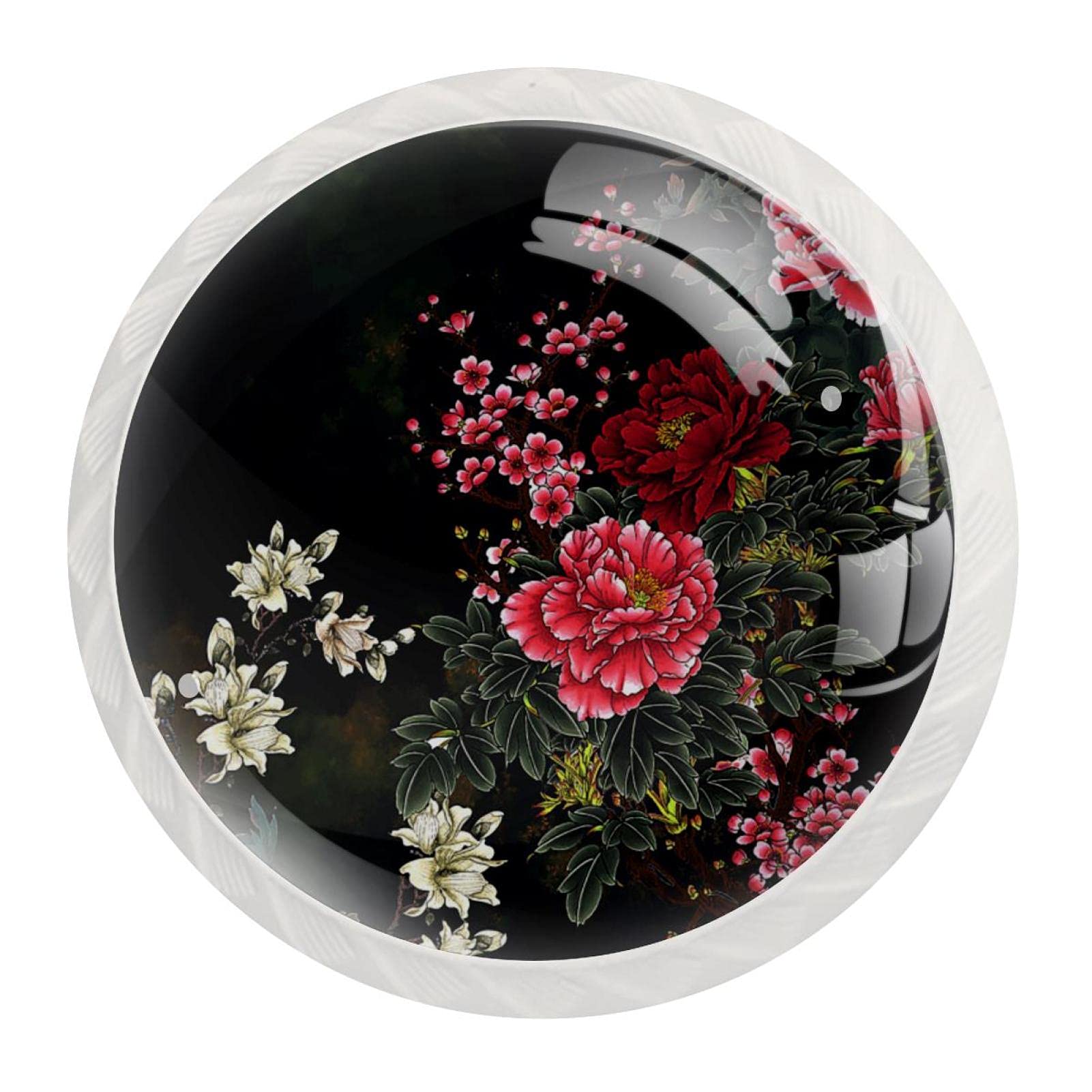 Poignées d'armoires de cuisine bouton tiroir fleur meuble vintage meuble