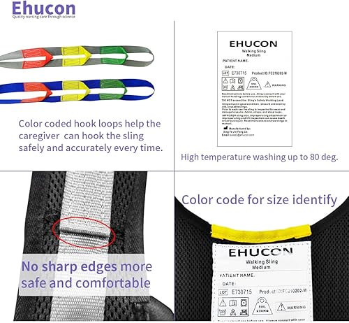 Miniatura 7 de Ehucon Cabestrillo de elevación para pacientes, acolchado pélvico, peso de carga de seguridad de 500 libras, ayuda médica de pie para entrenamiento