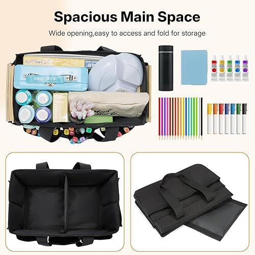 Miniatura 2 de JOSIVIKY Bolsa Tote para Manualidades, Organizador de Arte, Caddy de Suministros de Limpieza, Bolsa de Transporte con Asa para Múltiples Propósitos,