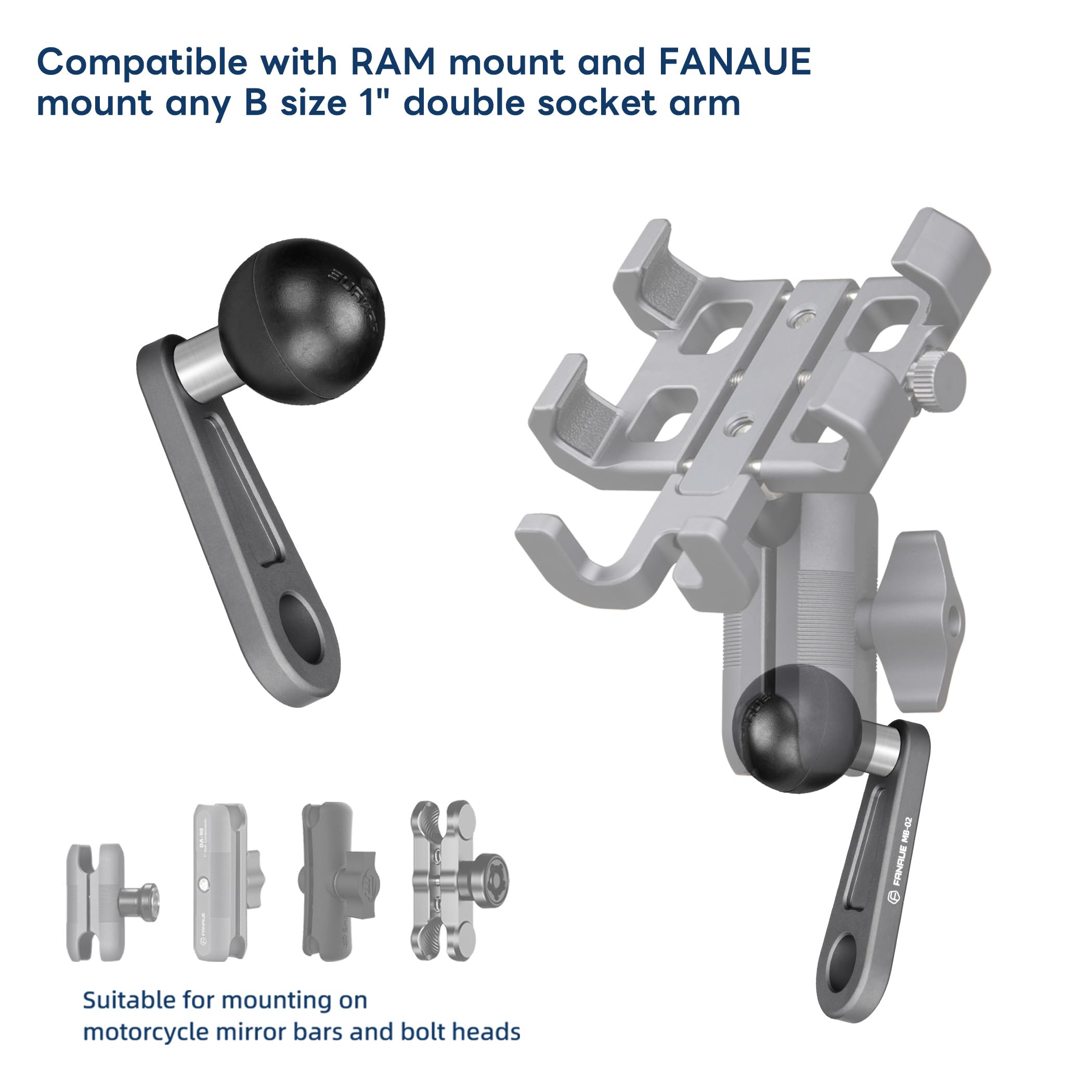 S Adattatore A Sfera Da 1 Pollice Con Perno Filettato M6 X 1,0 Compatibile Con Braccio A Doppia Ram Mount - 11