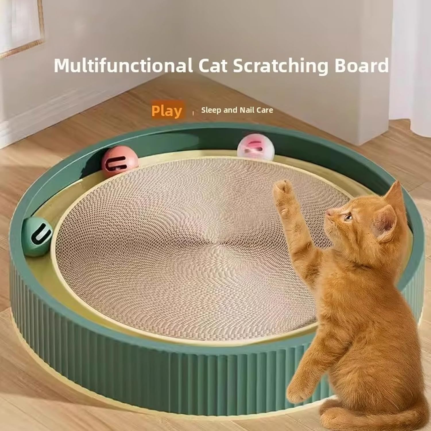 Cojín Rascador para Gatos, Tablero Ovalado de Sisal 50 cm para Gatos,