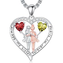 Gifts for Sister Birthstone Pendant Necklace Always My Sister Forever My Friend Necklace Jewelry for Women Valentine Mothers Day Birthday Gifts for Sisters From Sisters Adult