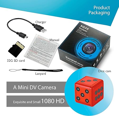 Miniatura 5 de Mini cámara espía de dados con tarjeta SD 32G - CamFI cámara oculta modos de grabación duales Cámara espía 1080P HP grabación visión nocturna