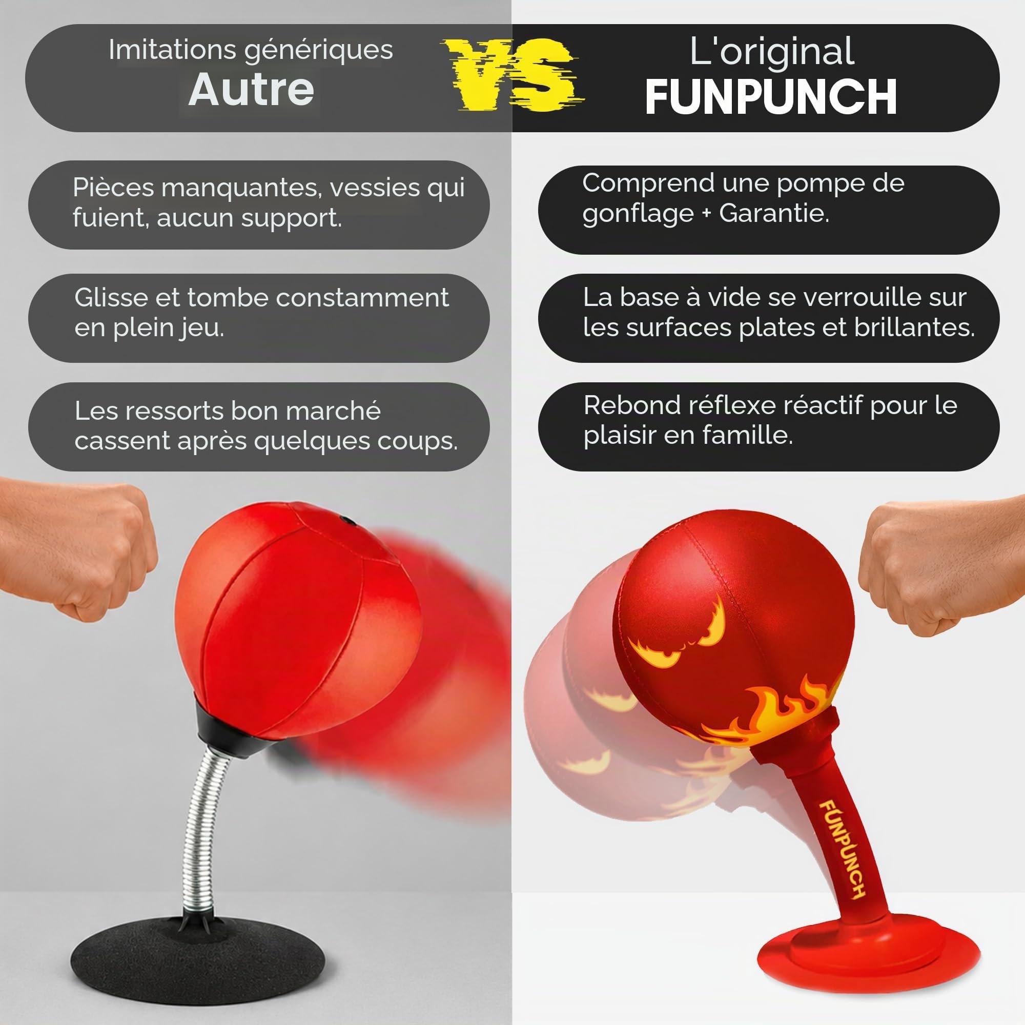 Rage Bag Punching Ball de Bureau Avec Système de Ventouse - Idéal Pour Soulager le Stress, Améliorer la Concentration et les Réflexes. Conception Durable en Cuir Pour un Entraînement Efficace