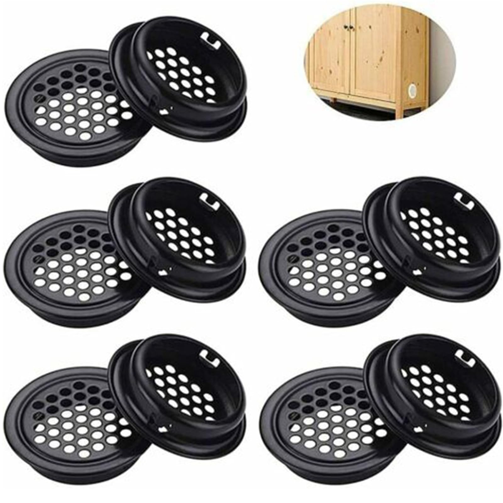 Ventilation Grilles 10pcs Round Cabinet Air Duct Vent Steel Louver Mesh Hole Plug Cover Wardrobe Grille Ventilation