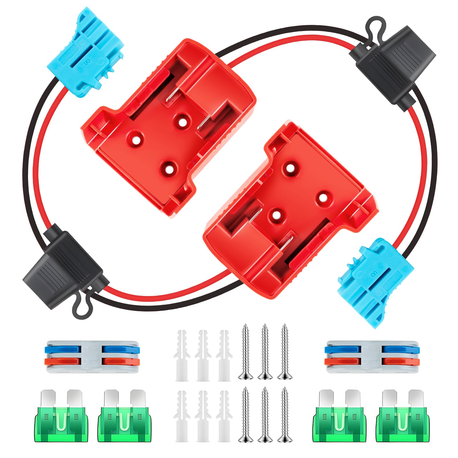 Power Wheel Adapter for Milwaukee M18 18V Battery, Battery Converter Kit with Fuses Holder, Wire Terminals, Fuses & 12AWG Wire for DIY RC Cars, Toys,