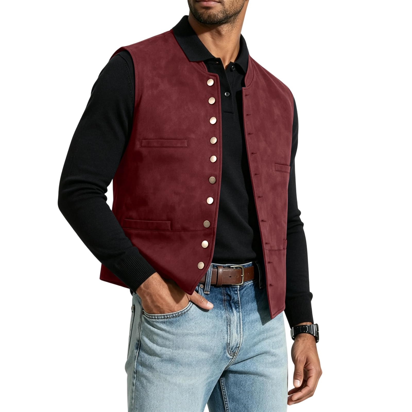 Gilet Oktoberfest Uomo, Con Bottoni, Senza Maniche, Bavarese, Tradizionale,