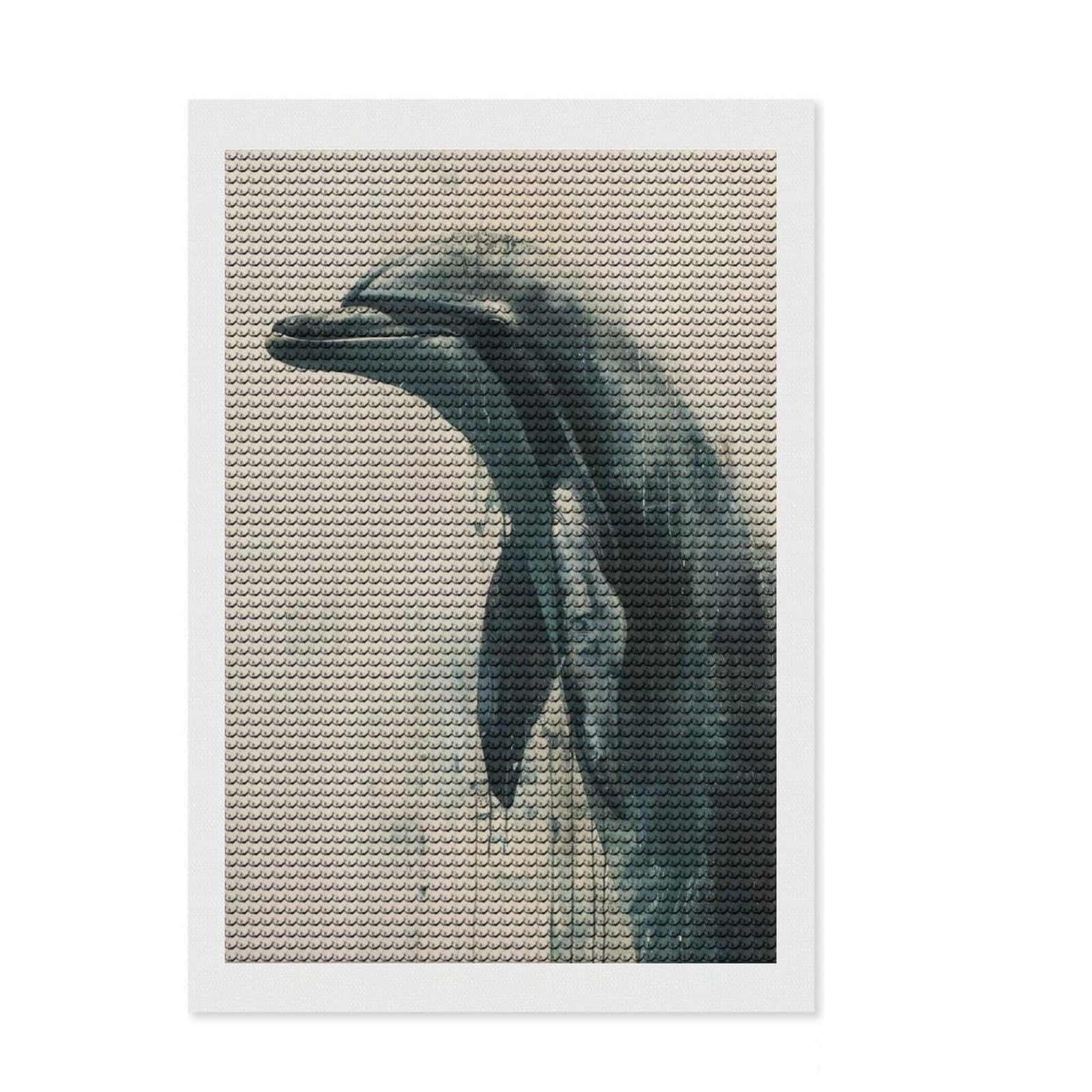 Junmoney Dolphin Harmony Diamond Art Kit 8"x12", Easy Handmade Project, Nice Detail and Sparkle, Office Decor, Birthday Gift, Easy to Enjoy