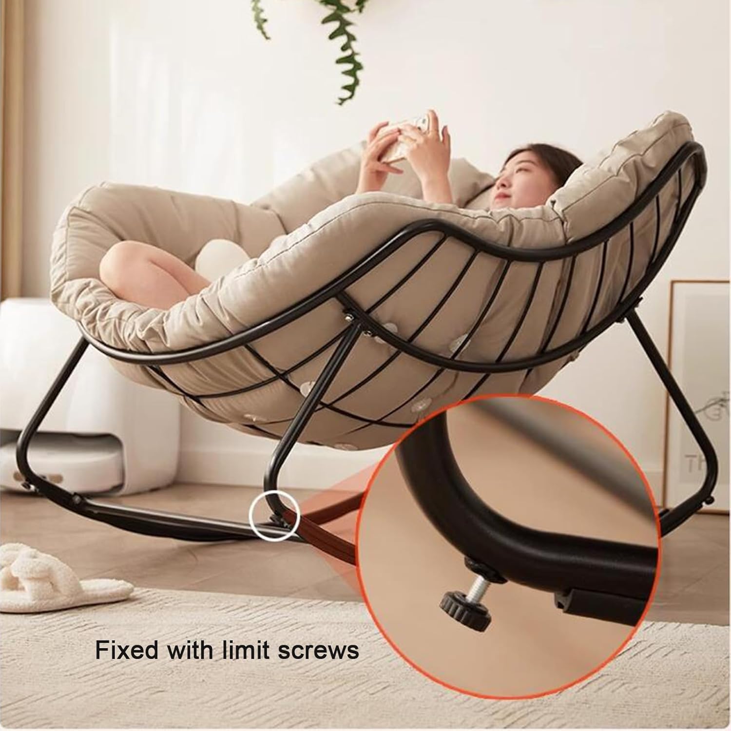 Moderna Mecedora con Respaldo Alto, tapicería, Silla de Deslizamiento para Sala de Estar/Dormitorio/Patio Trasero/balcón,2