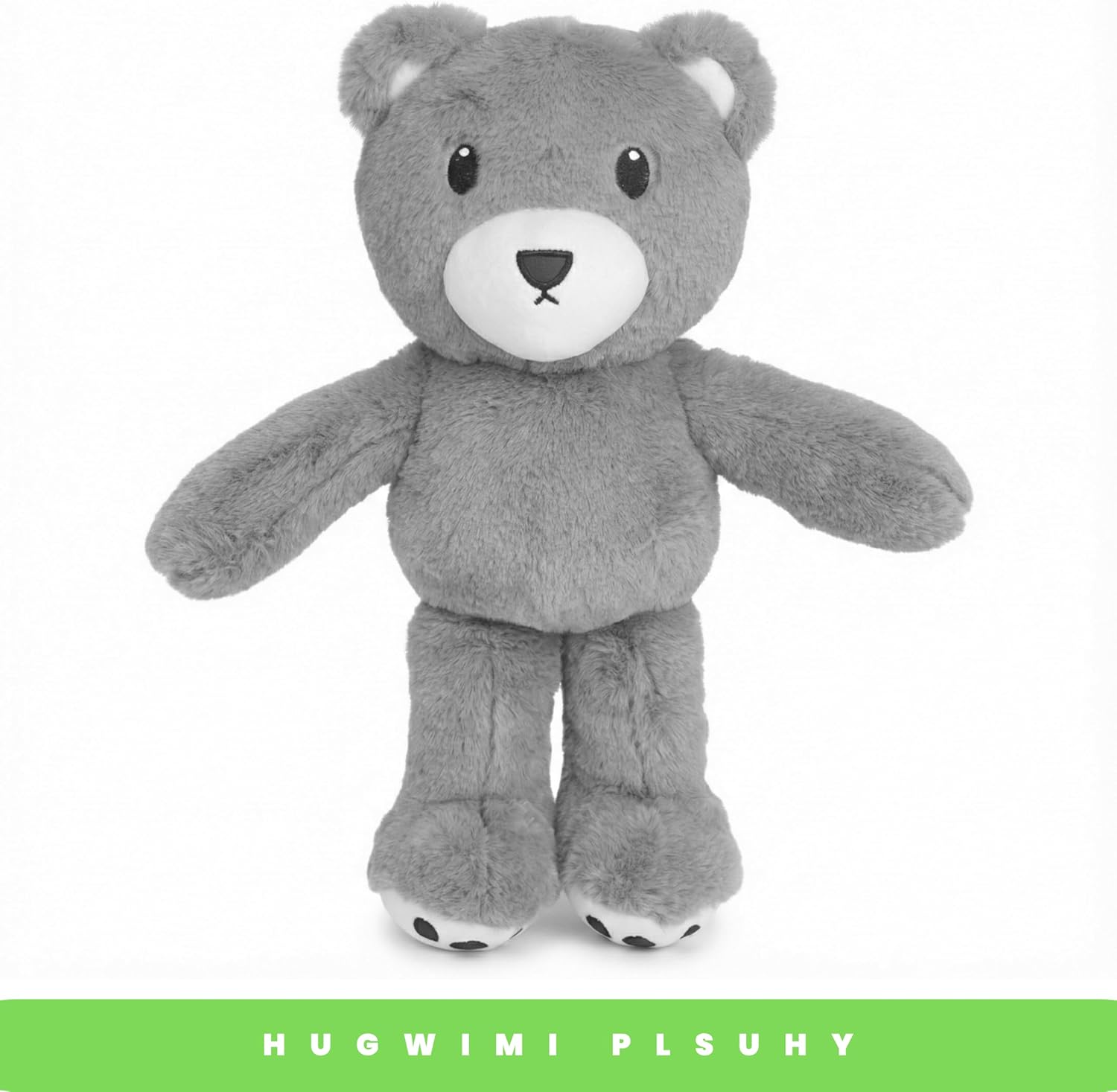 Huggable Gray Teddy Bear, Soft Stuffed Plushie - Easter Gifts for Kids and Teen Girls, 16 Inches