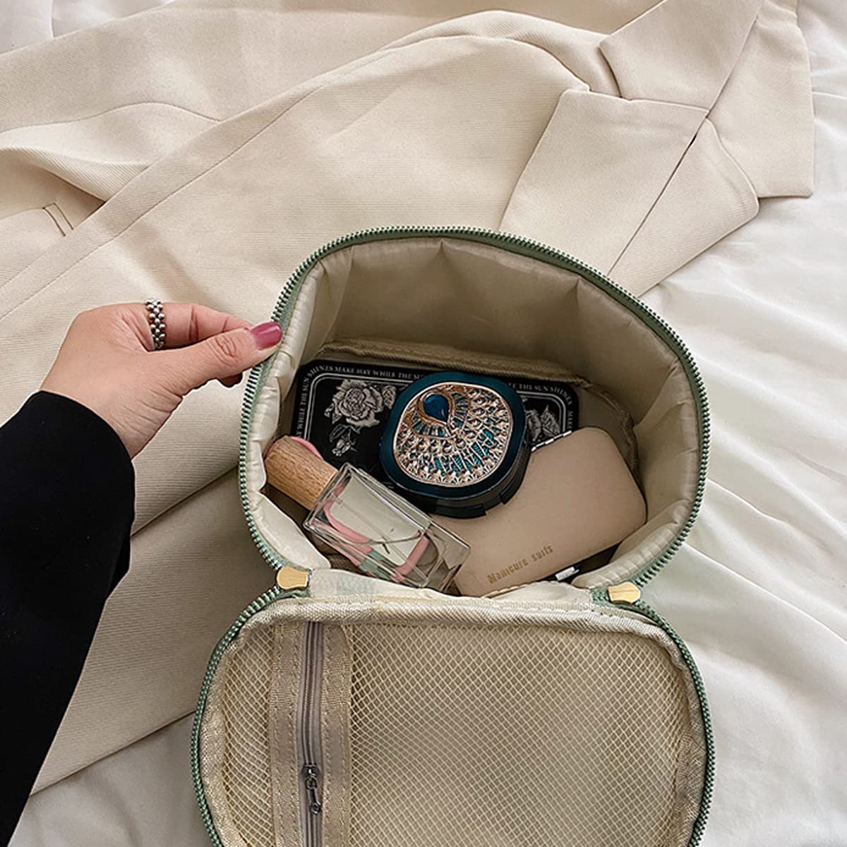 Neceser De Maquillaje para Mujer Estuche De Cosméticos Portátil Neceser Multifunción Neceser Lavable Kit De Viaje Organizador para Amantes del Maquillaje Y Viajeros,Marrón